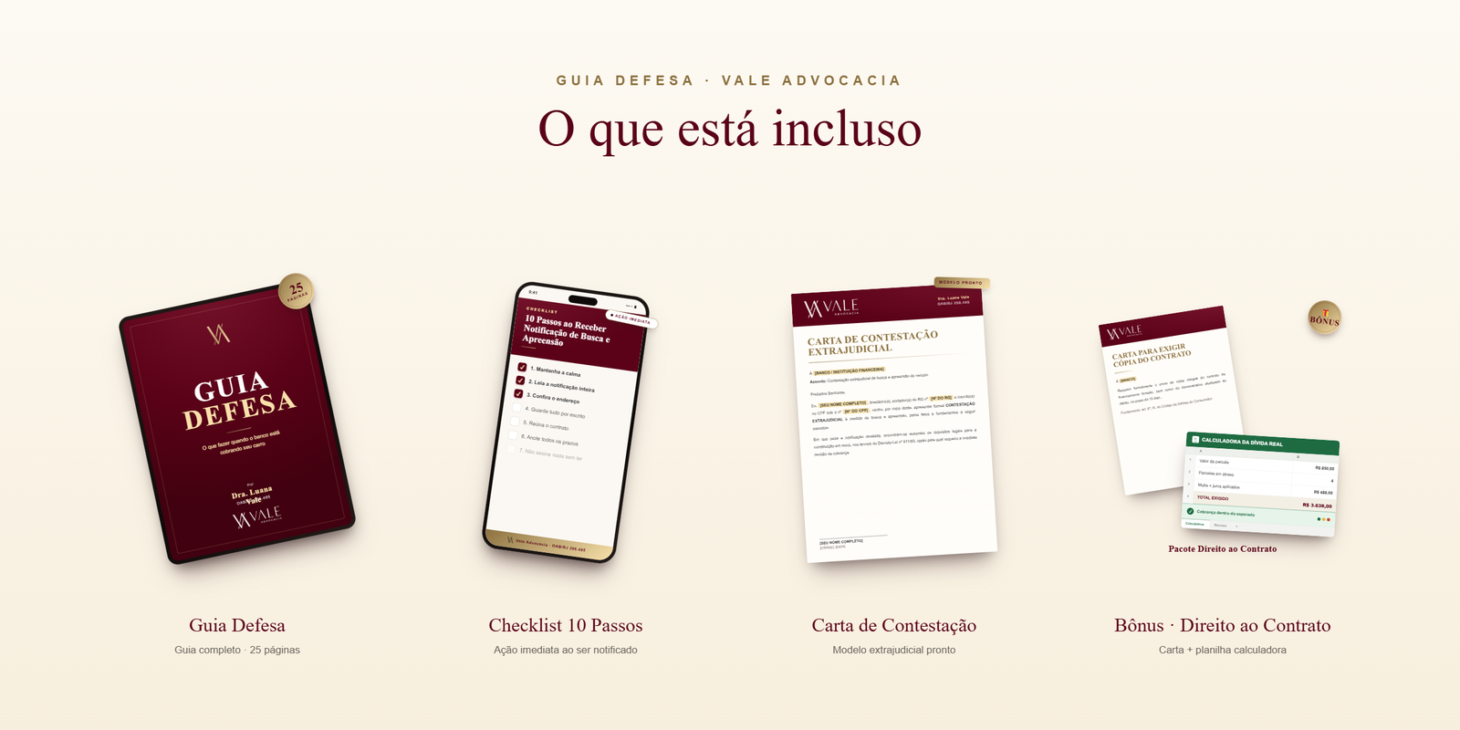 Guia Defesa — composição completa do material